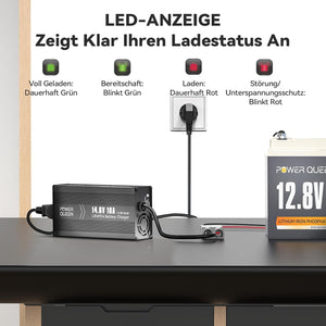 Power Queen 14,6V 10A LiFePO4 Ladegerät für 12V LiFePO4-Batterie