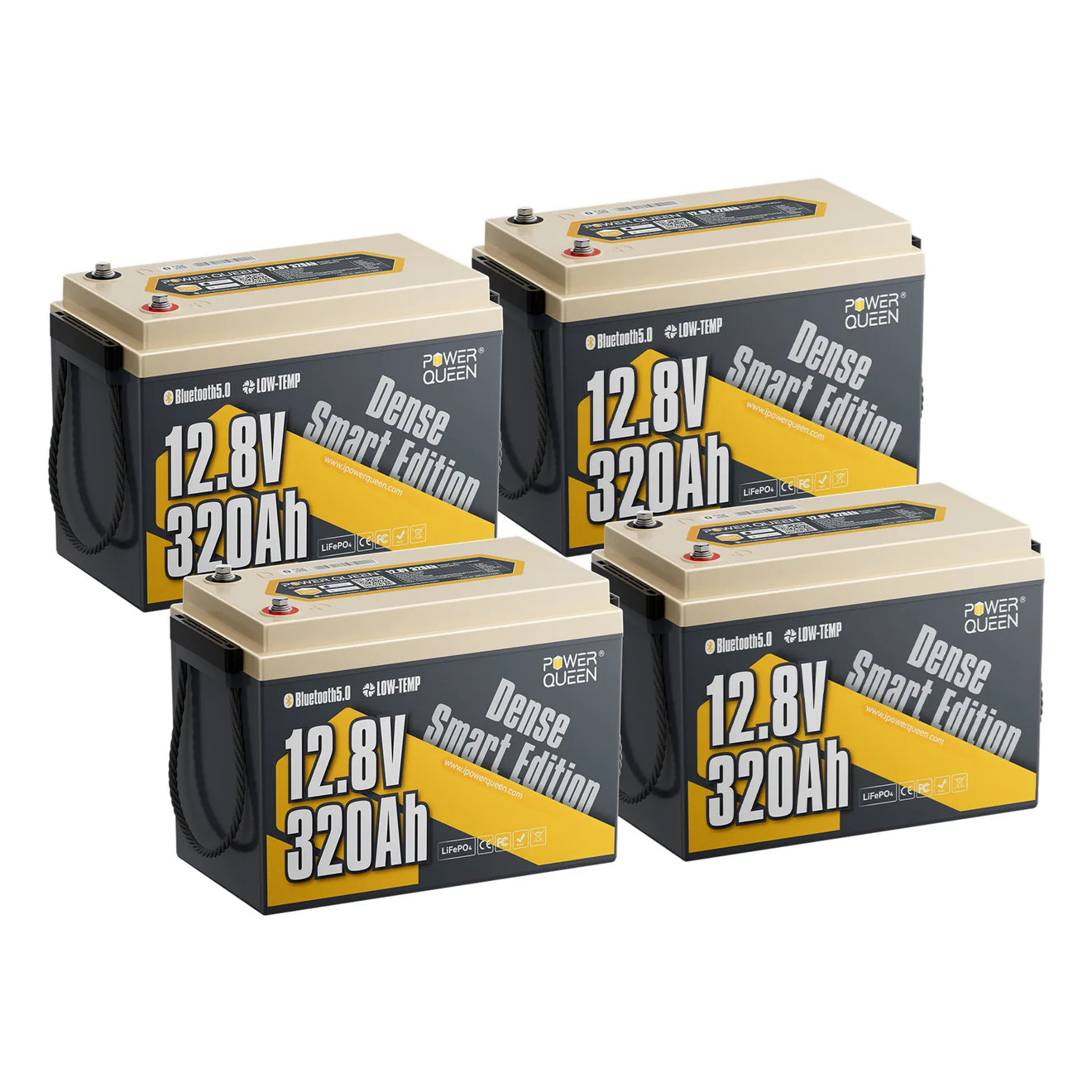 (0% MwSt.)Power Queen 12V 320Ah Dense Smart LiFePO4 Batterie mit Bluetooth