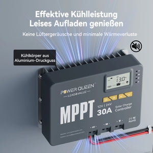 Power Queen MPPT 12/24V 30A Solarladeregler mit Bluetooth-Modul