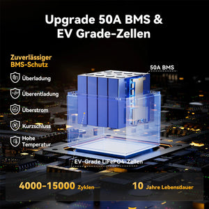 Batteria Power Queen 12V 50Ah LiFePO4, BMS 50A integrato
