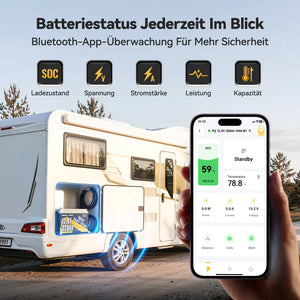 (0% MwSt.)Power Queen 12V 320Ah Dense Smart LiFePO4 Batterie mit Bluetooth