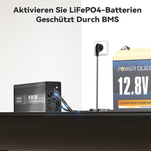 Power Queen 14,6V 10A LiFePO4 Ladegerät für 12V LiFePO4-Batterie