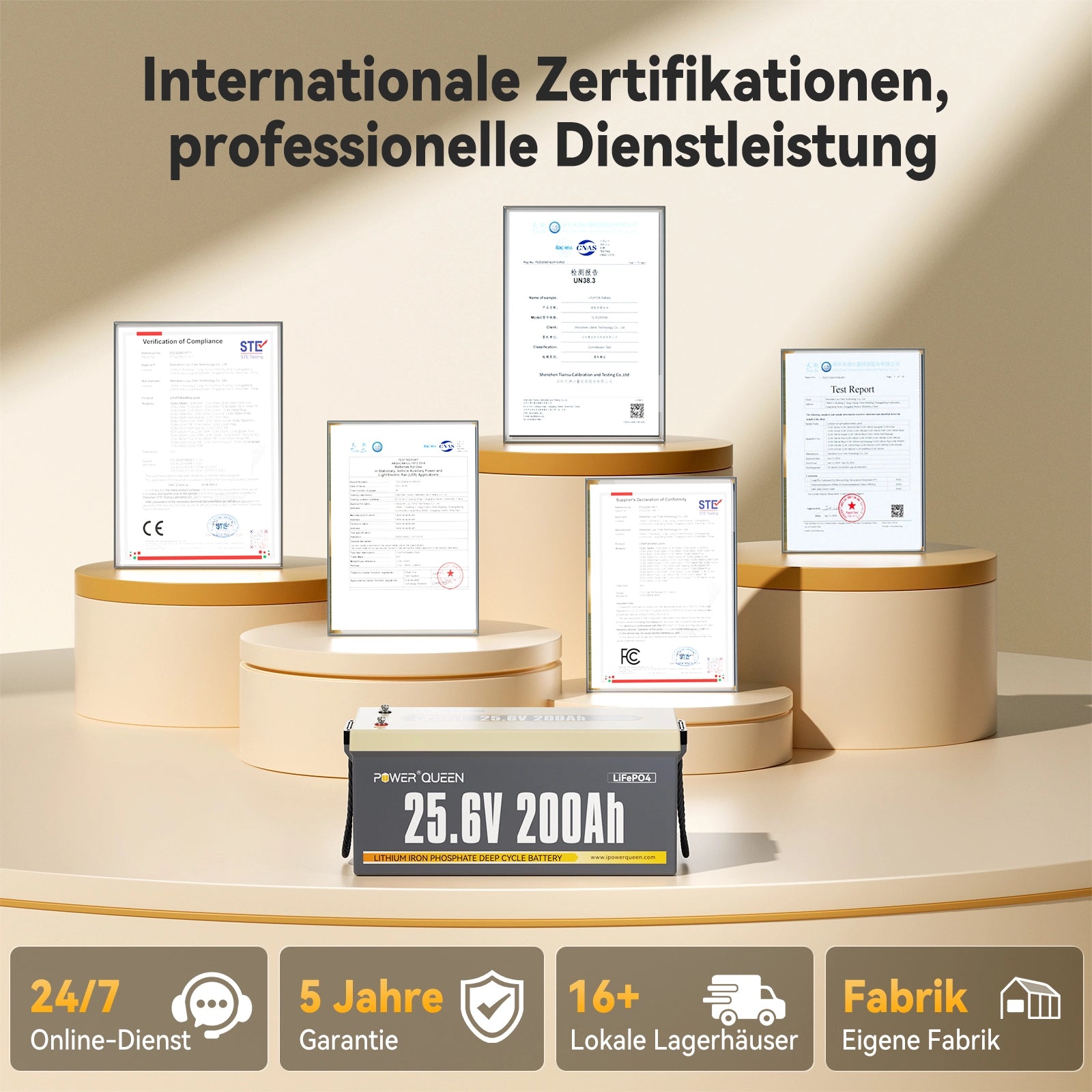 Bateria Power Queen 24V 200Ah LiFePO4, 200A BMS integrada