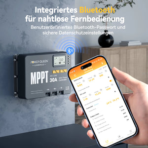 Power Queen MPPT 12/24V 30A Solarladeregler mit Bluetooth-Modul