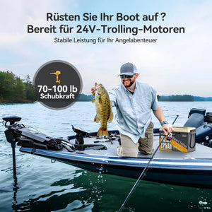 Power Queen 24V 125Ah Smart LiFePO4 Bootsbatterie mit Selbstheizung