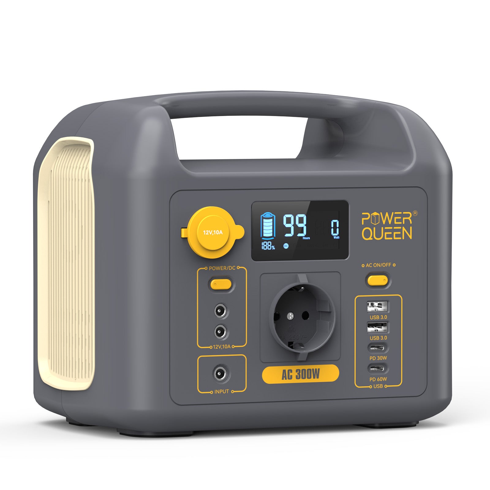 Central eléctrica portátil Power Queen, generador solar de 300 Wh con batería LiFePO4