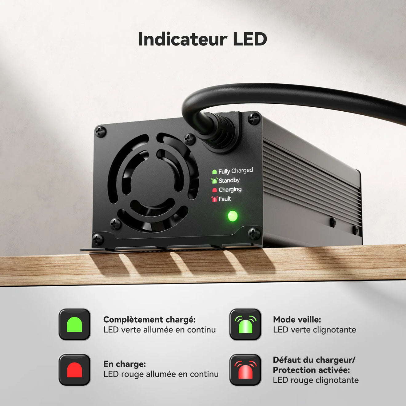 Power Queen 29,2V 20A LiFePO4 Ladegerät für 24V LiFePO4-Batterie