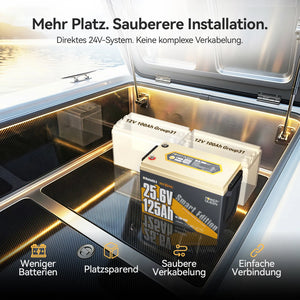 Power Queen 24V 125Ah Smart LiFePO4 Bootsbatterie mit Selbstheizung