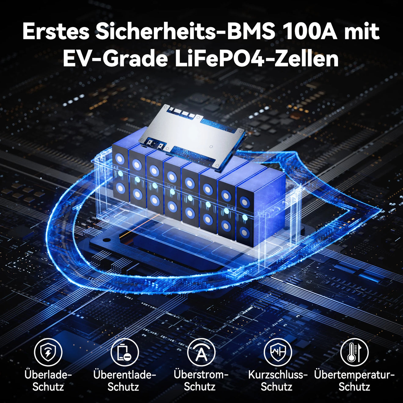 Power Queen 12V 200Ah LiFePO4 Batterie, Eingebautes 100A BMS