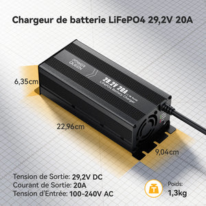 Power Queen 29,2V 20A LiFePO4 Ladegerät für 24V LiFePO4-Batterie