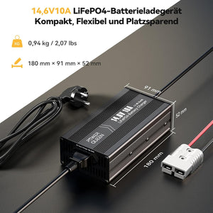Power Queen 14,6V 10A LiFePO4 Ladegerät für 12V LiFePO4-Batterie