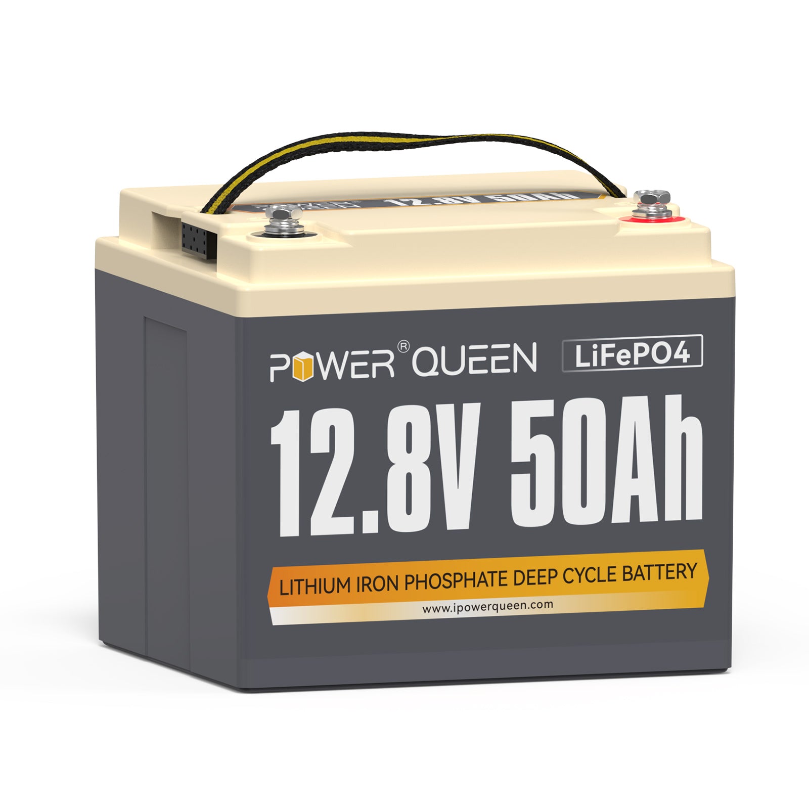 Power Queen 12.8V 50Ah LiFePO4 battery, built-in 50A BMS