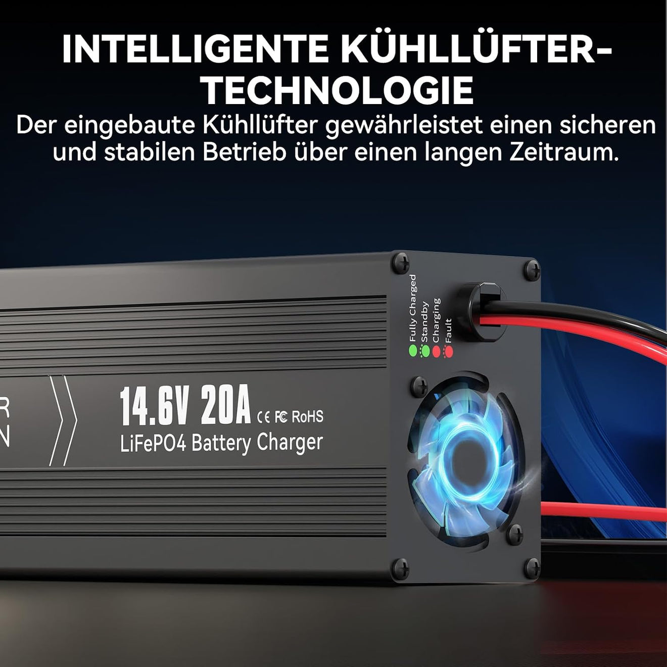Power Queen 14,6V 20A LiFePO4 Ladegerät für 12V LiFePO4-Batterie