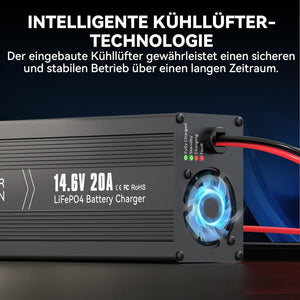Power Queen 14,6V 20A LiFePO4 Ladegerät für 12V LiFePO4-Batterie