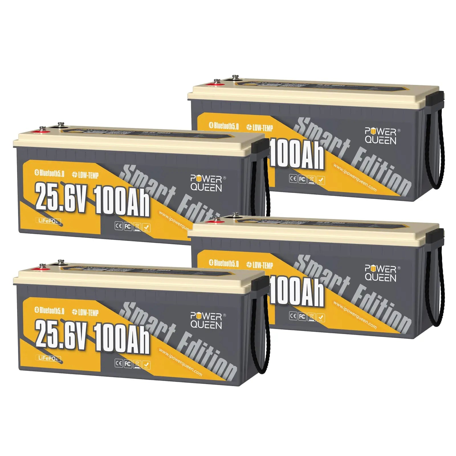 【0% MwSt.】Power Queen LiFePO4 24V 100Ah Smart Solarbatterie mit Bluetooth
