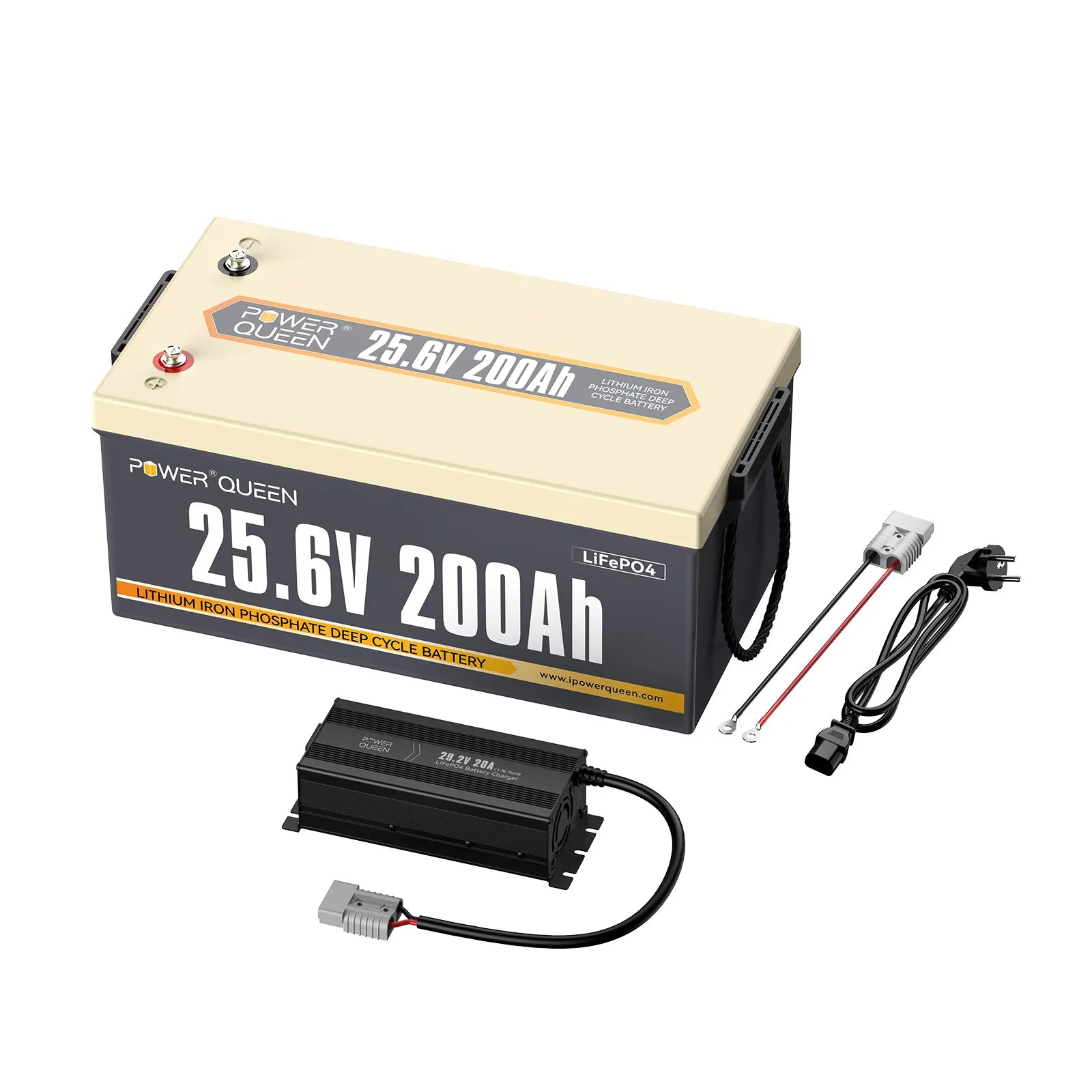 Power Queen 24V 200Ah LiFePO4 akkumulátor, beépített 200A BMS