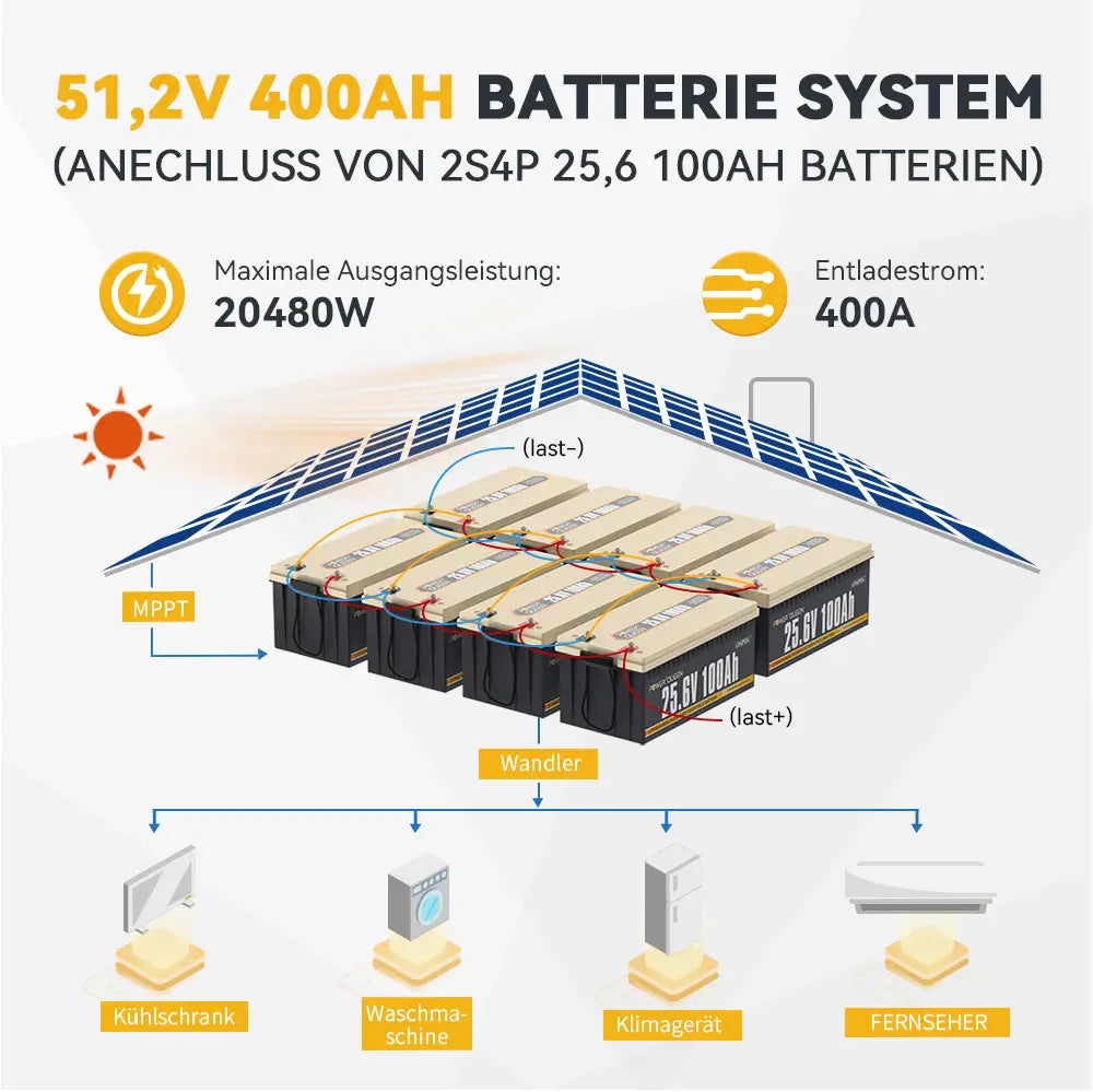 Power Queen 24V 100Ah LifePo4 batteria, costruita -in 100a bms