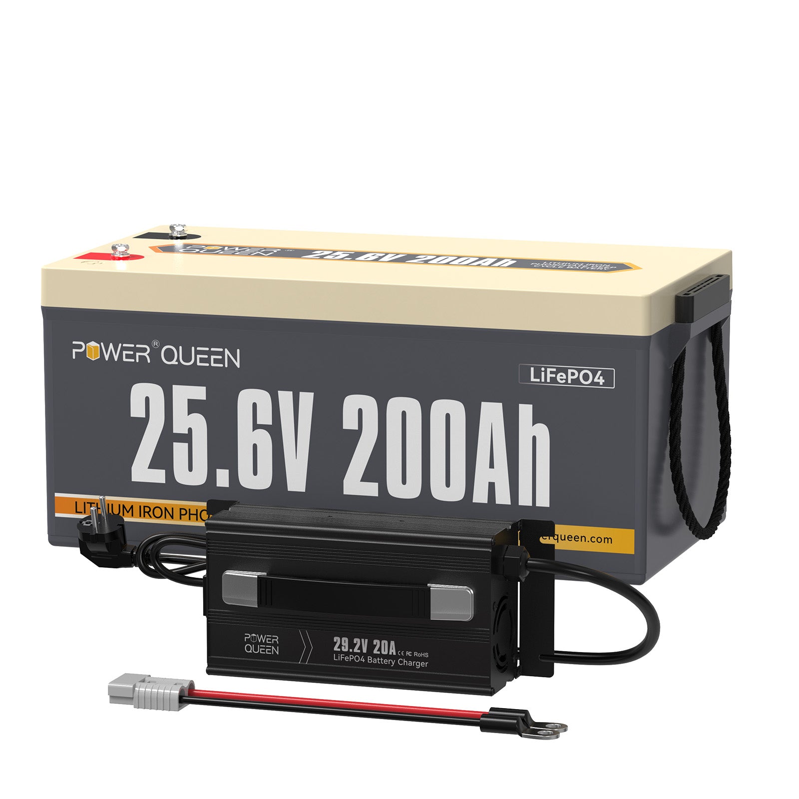 Power Queen 24V 200Ah LifePo4 Battery, costruita -in 200a bms