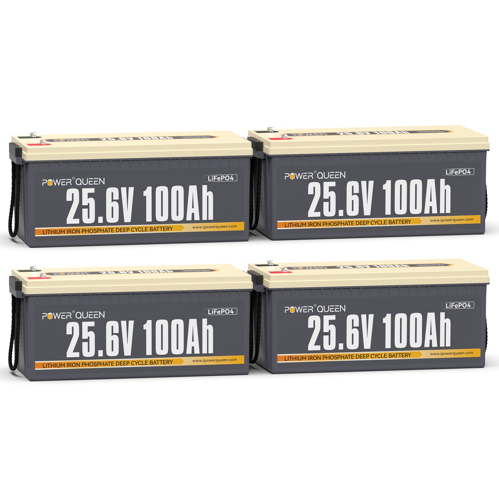 Batería Power Queen LiFePO4 de 25,6 V y 100 Ah, BMS de 100 A incorporado