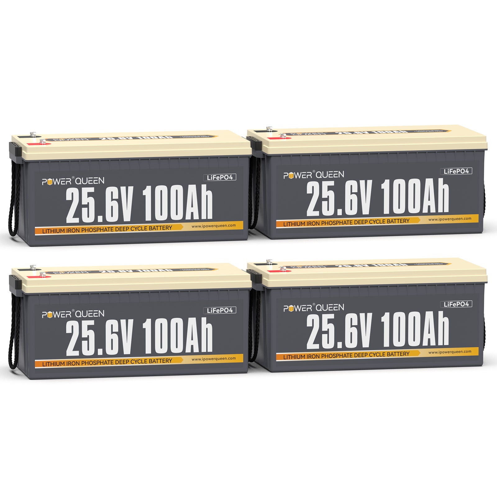 Power Queen 24V 100Ah LiFePO4 Batterie, Eingebautes 100A BMS