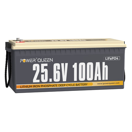【Like New】Power Queen 24V 100Ah LiFePO4 battery, built-in 100A BMS