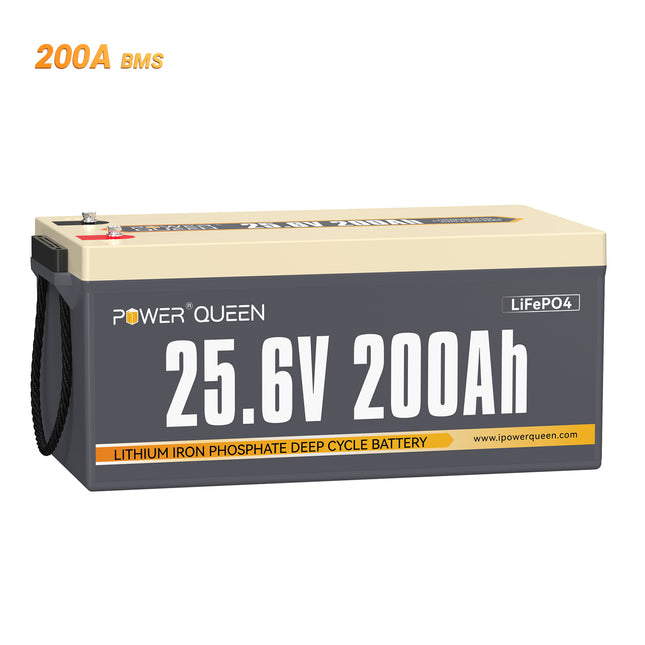 Power Queen 24V 200Ah LiFePO4 Batterie, Eingebautes 200A BMS