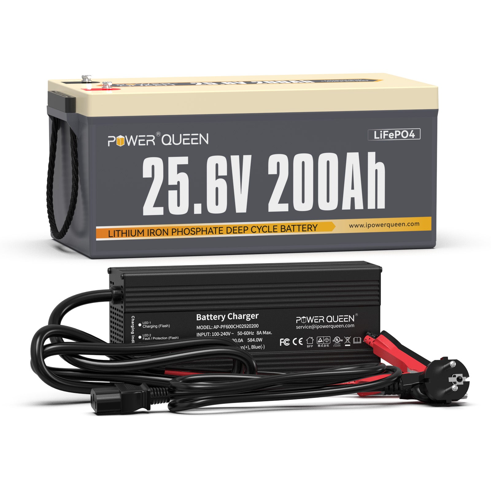 Power Queen 24V 200Ah LiFePO4 accu, ingebouwd 200A BMS