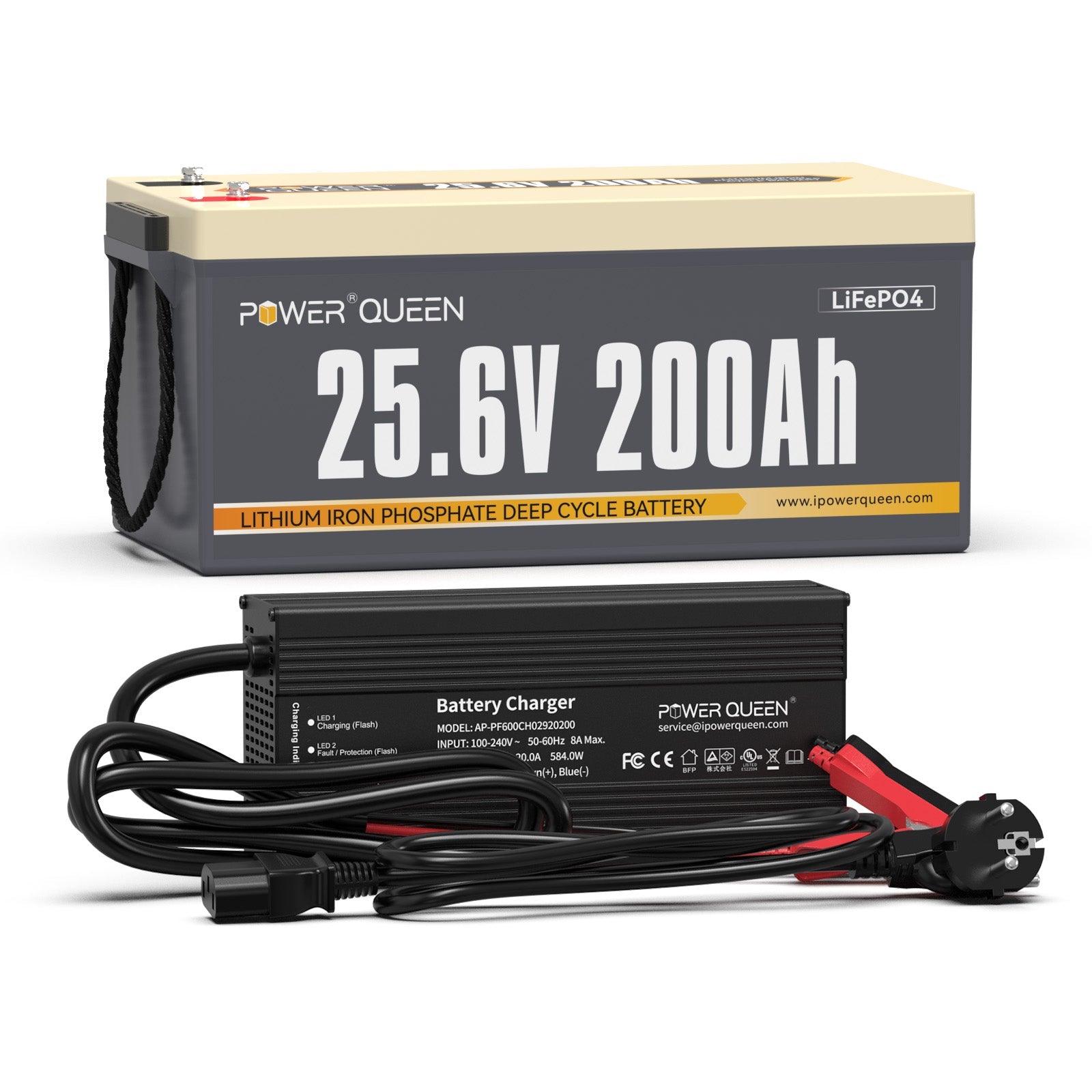 【0% IVA】Batteria Power Queen 25,6 V 200 Ah LiFePO4, BMS integrato da 200 A
