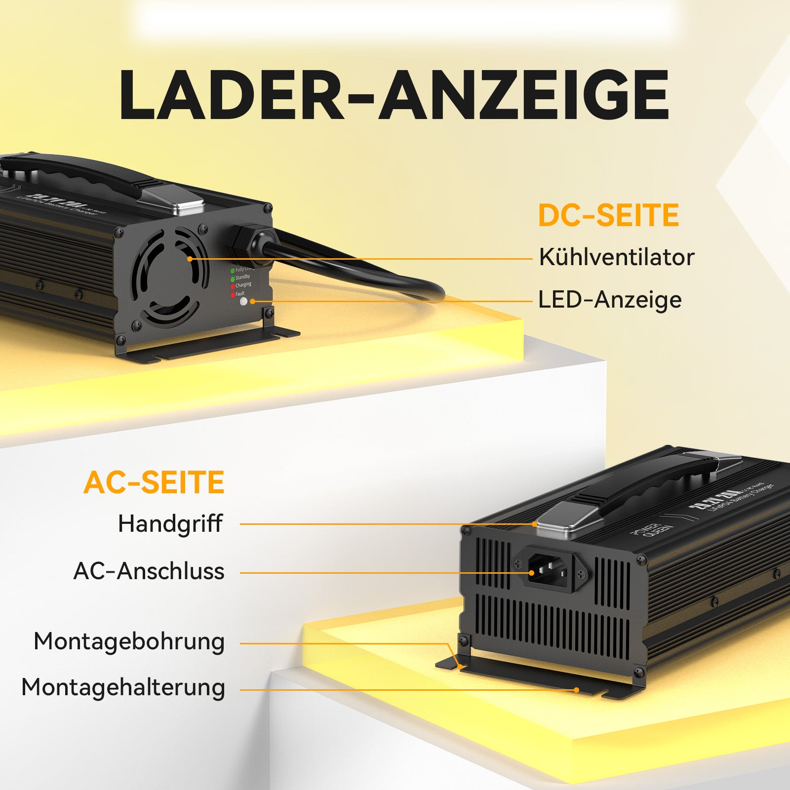 Power Queen 29,2V 20A LiFePO4 oplader voor 24V LiFePO4 accu