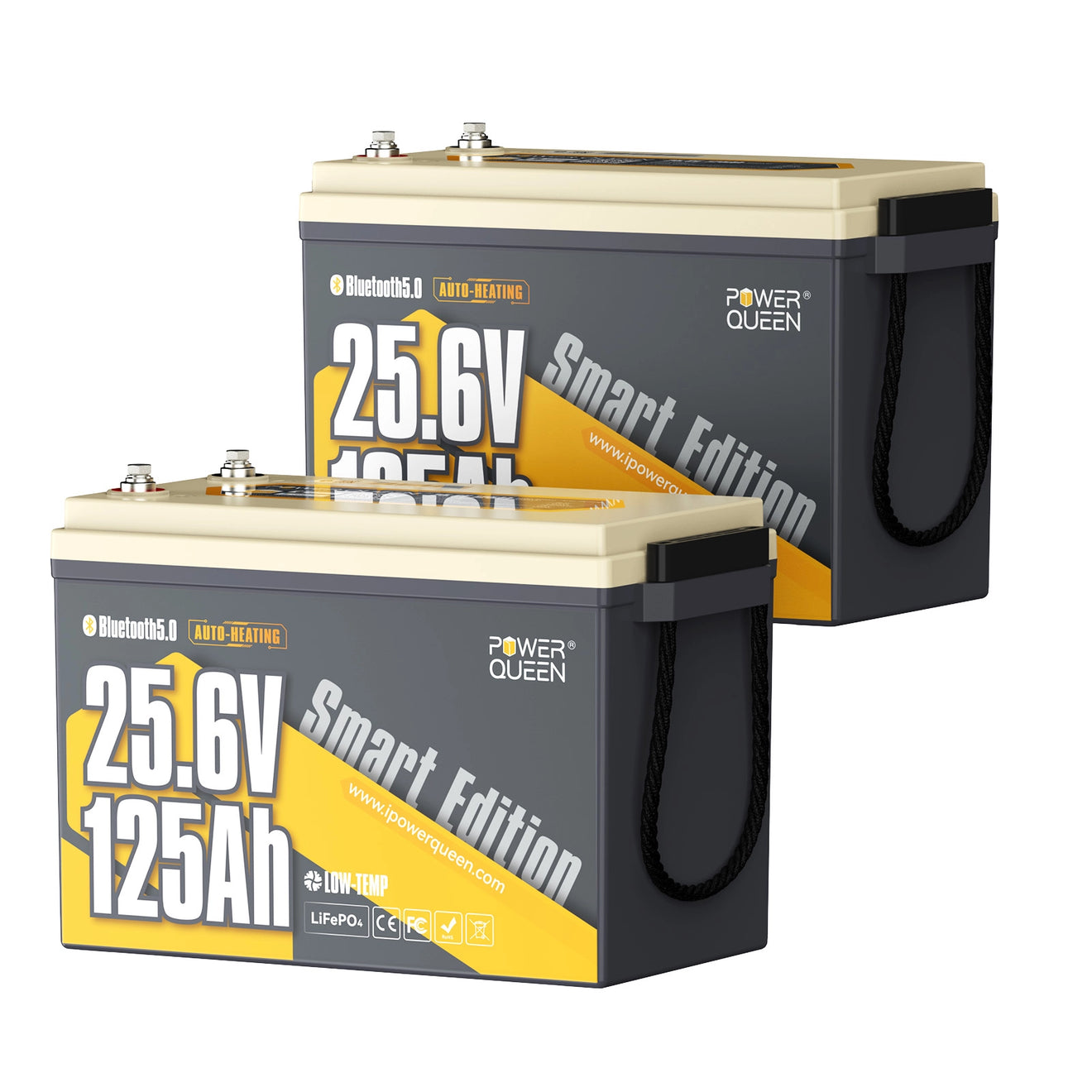 Power Queen 24V 125Ah Smart LiFePO4 Bootsbatterie mit Selbstheizung