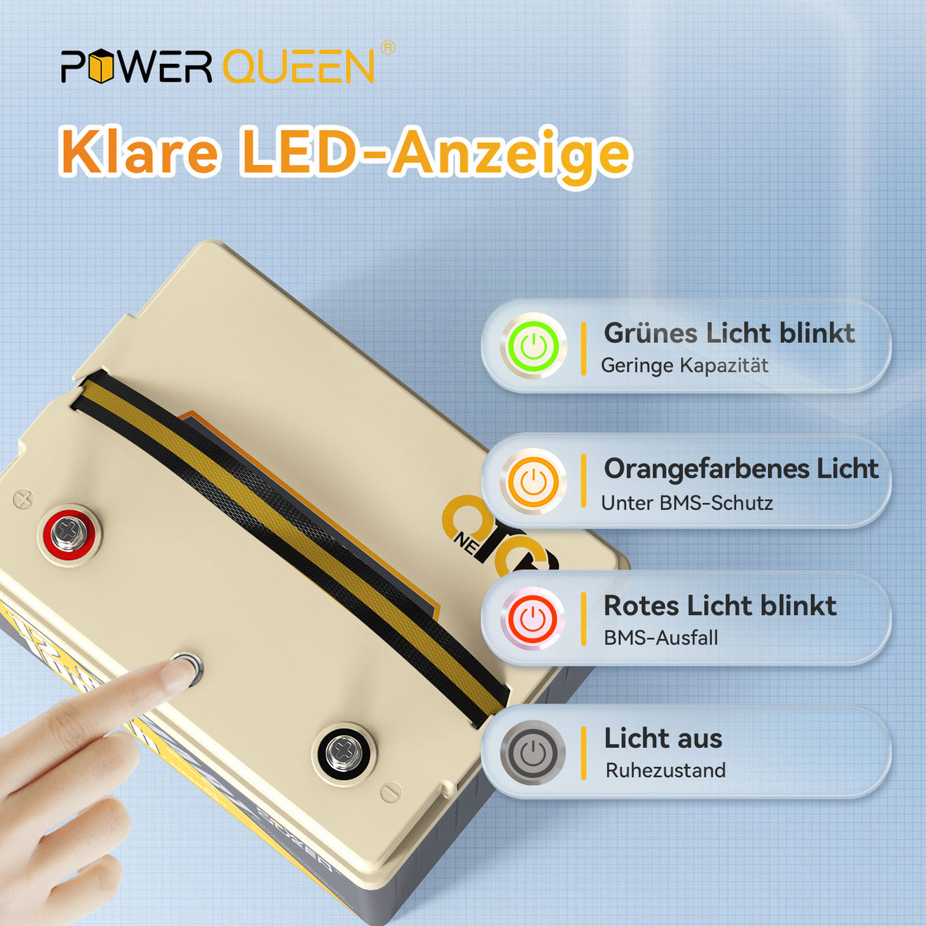 OTCB Technologie, One touch button, 12,8V 100Ah OTCB Niedrigtemp Lithium Batterie