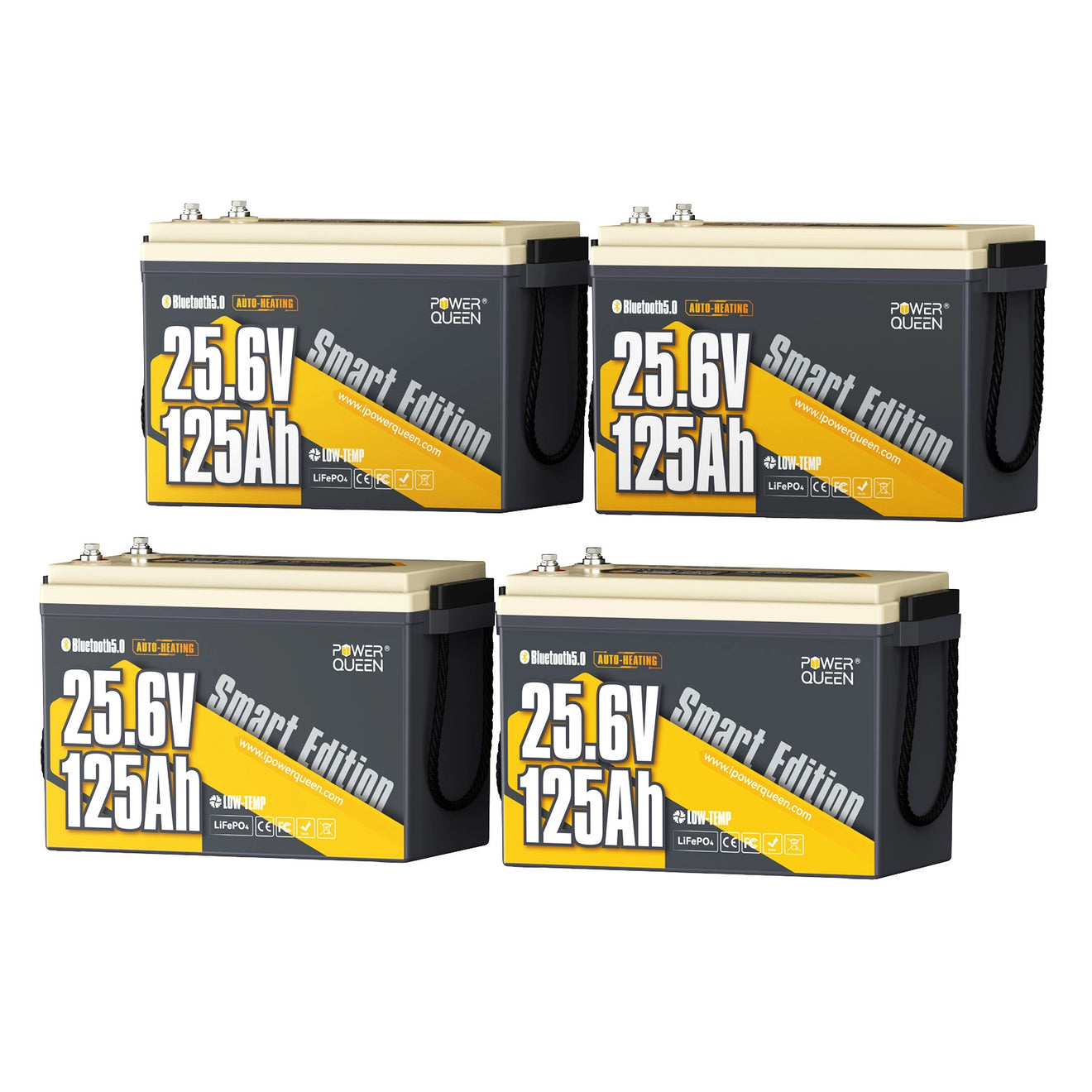 Power Queen 24V 125Ah Smart LiFePO4 Bootsbatterie mit Selbstheizung