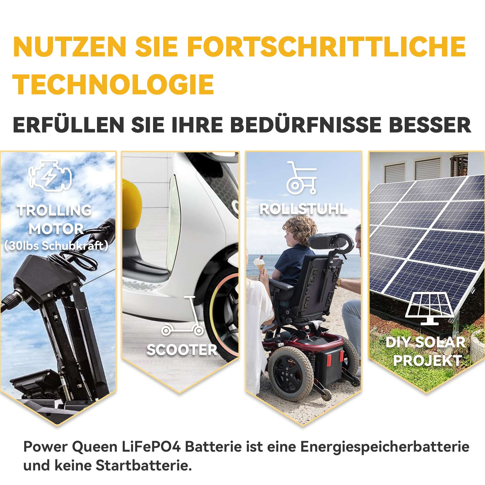 【TVA 0%】 Batterie Power Queen 12,8 V 50 Ah LiFePO4, BMS 50 A intégré