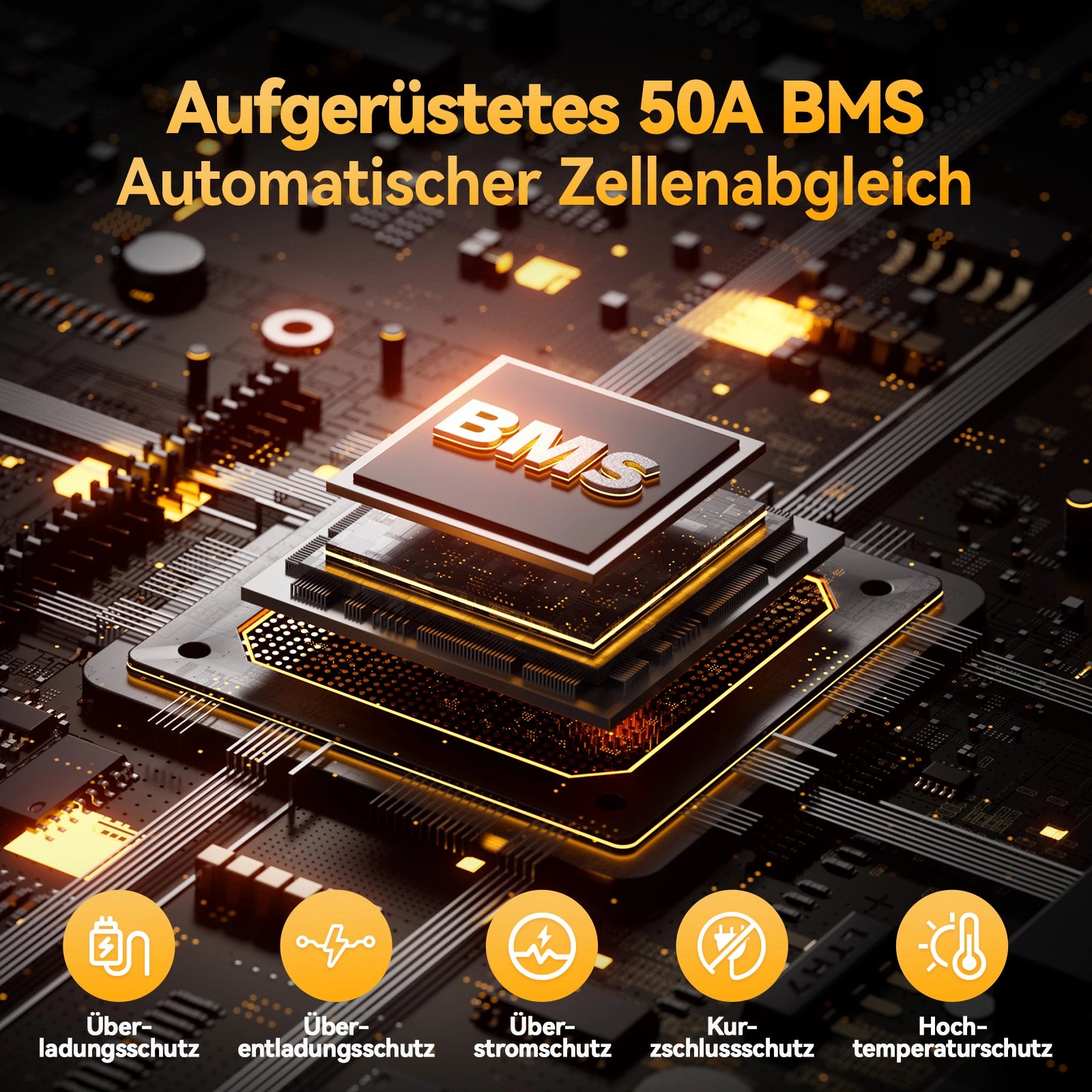 Bateria Power Queen 12V 50Ah LiFePO4, 50A BMS integrada