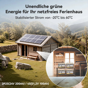 Power Queen 12V 100Ah Selbstheizende LiFePO4 Batterie, Eingebautes 100A BMS