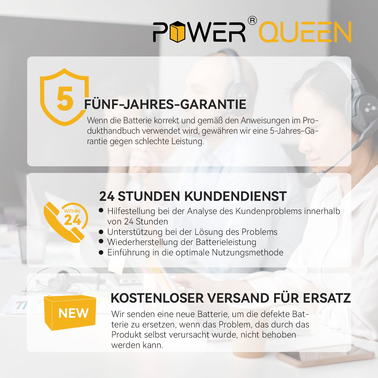 Power Queen 12.8V 50Ah LiFePO4 battery, built-in 50A BMS