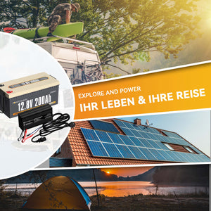 Akumulator Power Queen 12V 200Ah LiFePO4 z ładowarką 14,6V 20A LiFePO4