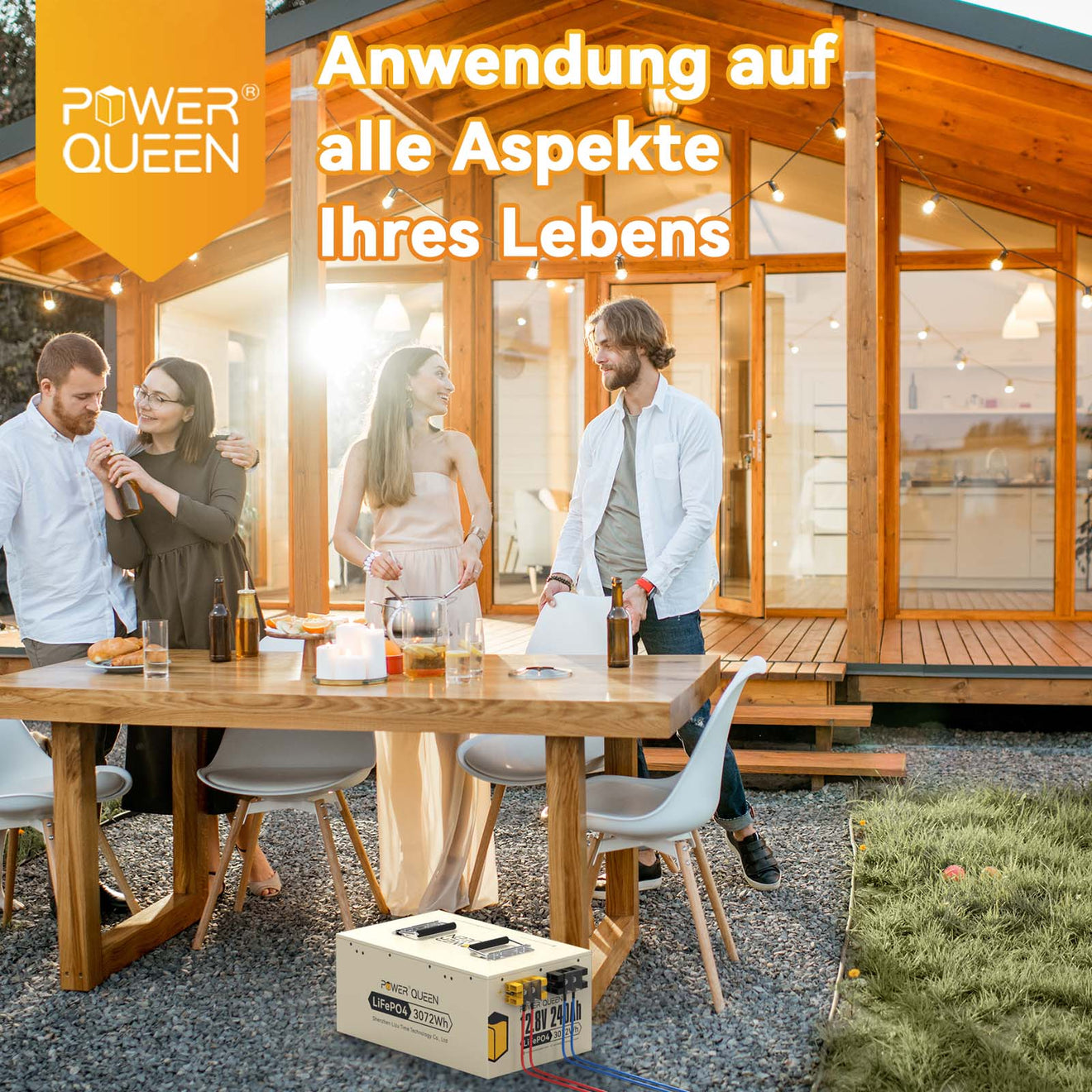 【0% Mwst.】Power Queen 12V 240Ah LiFePO4 Batterie, Eingebautes 150A BMS