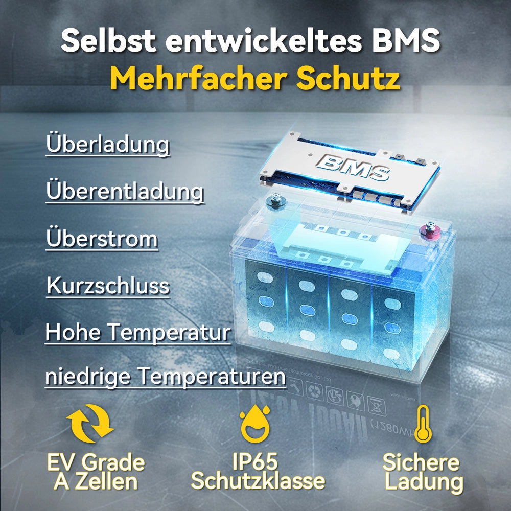 【0% MwSt.】Power Queen 12V 100Ah Niedertemperatur LiFePO4 Batterie mit 100A BMS