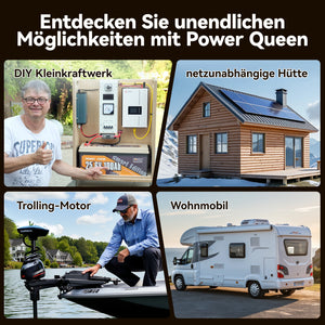 Power Queen LiFePO4 24V 100Ah Smart Solarbatterie mit Bluetooth