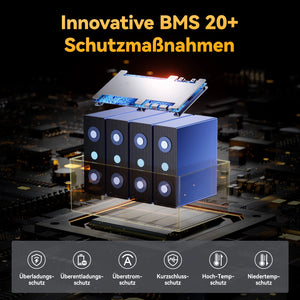 Power Queen LiFePO4 12V 100Ah Niedertemperatur Smart Elektromotor Batterie