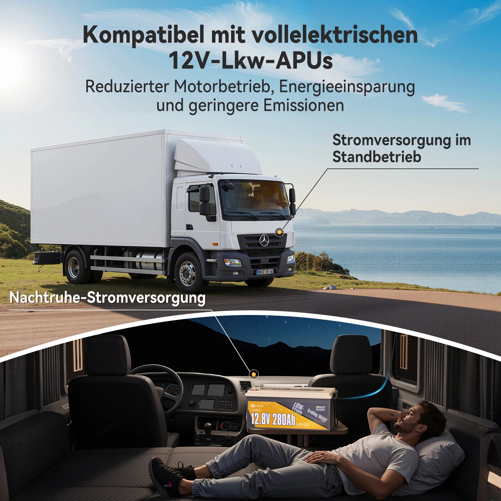 Bateria Power Queen LiFePO4 12V 280Ah de baixa temperatura