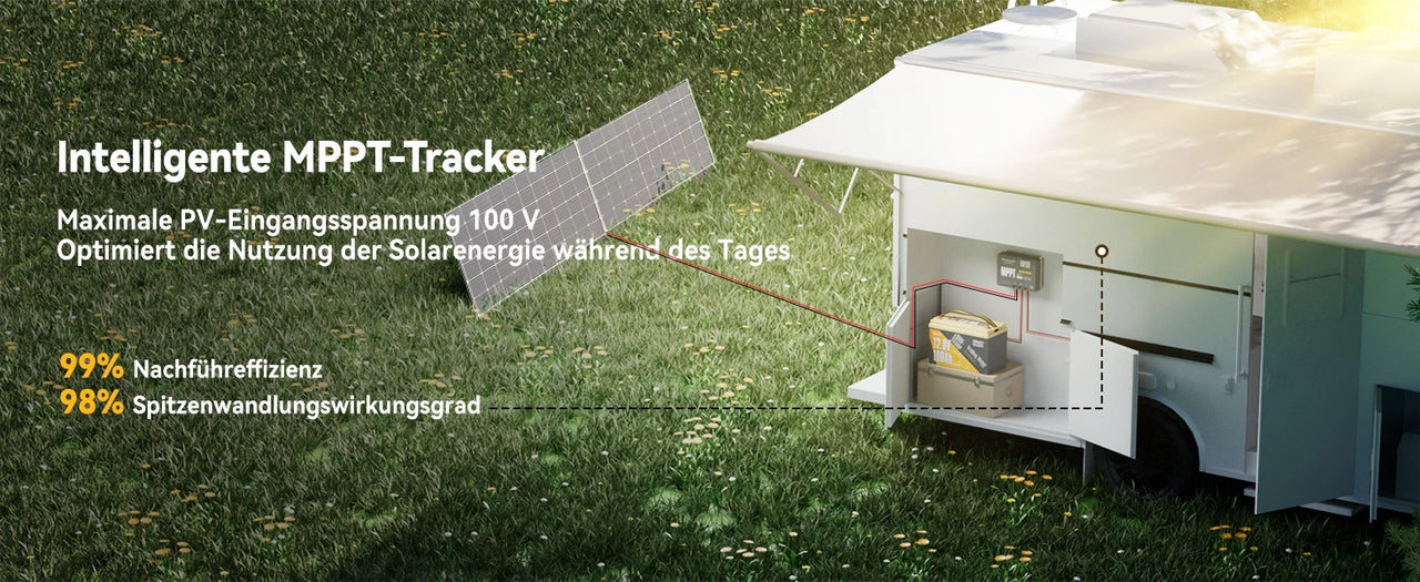 Power Queen 12/24V 30A MPPT Solarladeregler, Max 900W Eingangsleistung, eingebautes Bluetooth Modul, LCD Display, Standard für LiFePO4 Batterie und kompatibel mit versiegelten, Blei-Säure Batterien Power Queen 12/24V 30A MPPT Solarladeregler, Max 900W Eingangsleistung, eingebautes Bluetooth Modul, LCD Display, Standard für LiFePO4 Batterie und kompatibel mit versiegelten, Blei-Säure Batterien