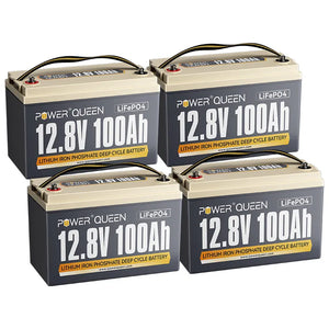 Power Queen 12V 100Ah LiFePO4 Batterie, Eingebautes 100A BMS