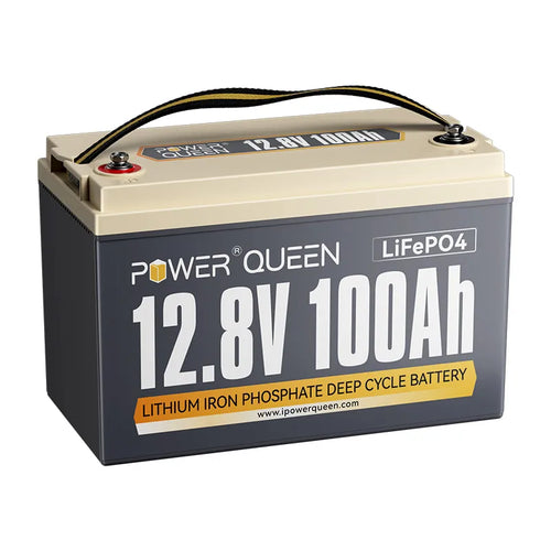(0% BTW) Power Queen 12V 100Ah LiFePO4 accu, ingebouwde 100A BMS