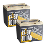 Power Queen 12V 100Ah Gruppe 24 Smart LiFePO4 Batterie mit Bluetooth