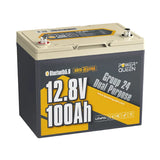 Power Queen 12V 100Ah Dual Purpose Group 24 LiFePO4 Outboard Motor Battery