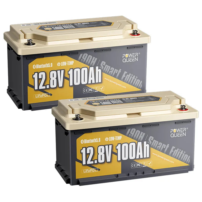 (0% VAT) Power Queen LiFePO4 12V 100Ah 190H Smart Motorhome Battery