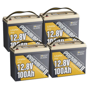 Power Queen 12V 100Ah Mini LiFePO4-batterij, geïntegreerd 100A BMS