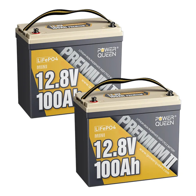 Power Queen 12V 100h Mini Lifepo4 Batterie, 100A BMS intégré